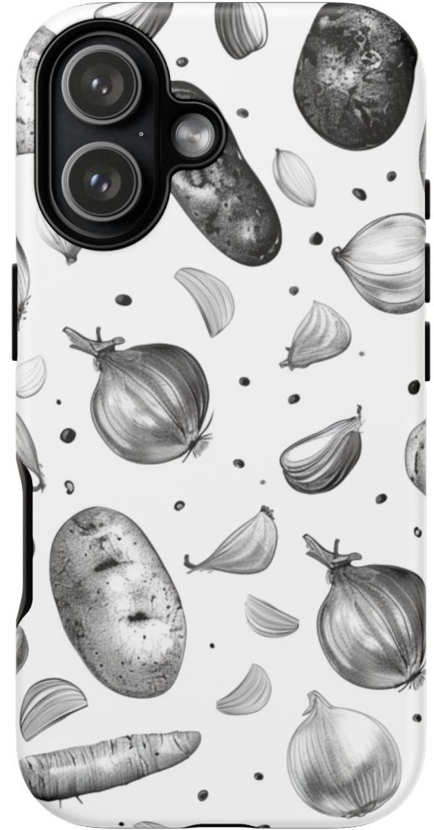 Zwart-Wit Groentenpatroon – Telefoonhoesje Geschikt voor iPhone 17