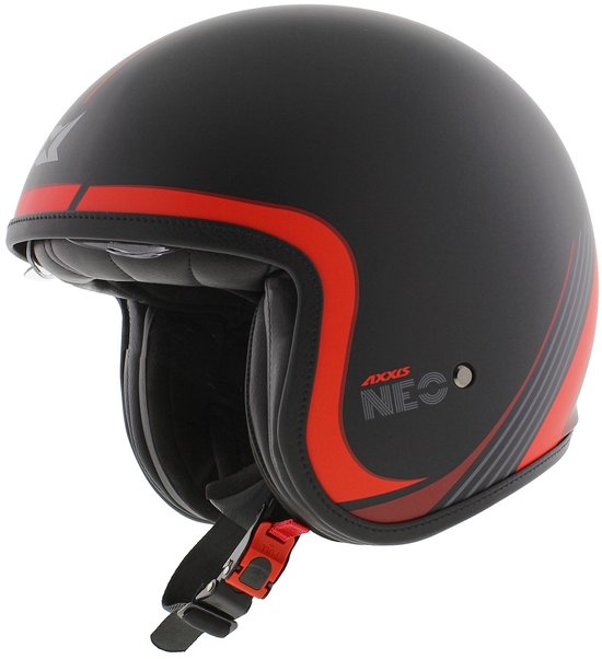 Axxis Jethelm Hornet S SV Neo mat zwart rood - Maat M - Brommerhelm / chopper helm