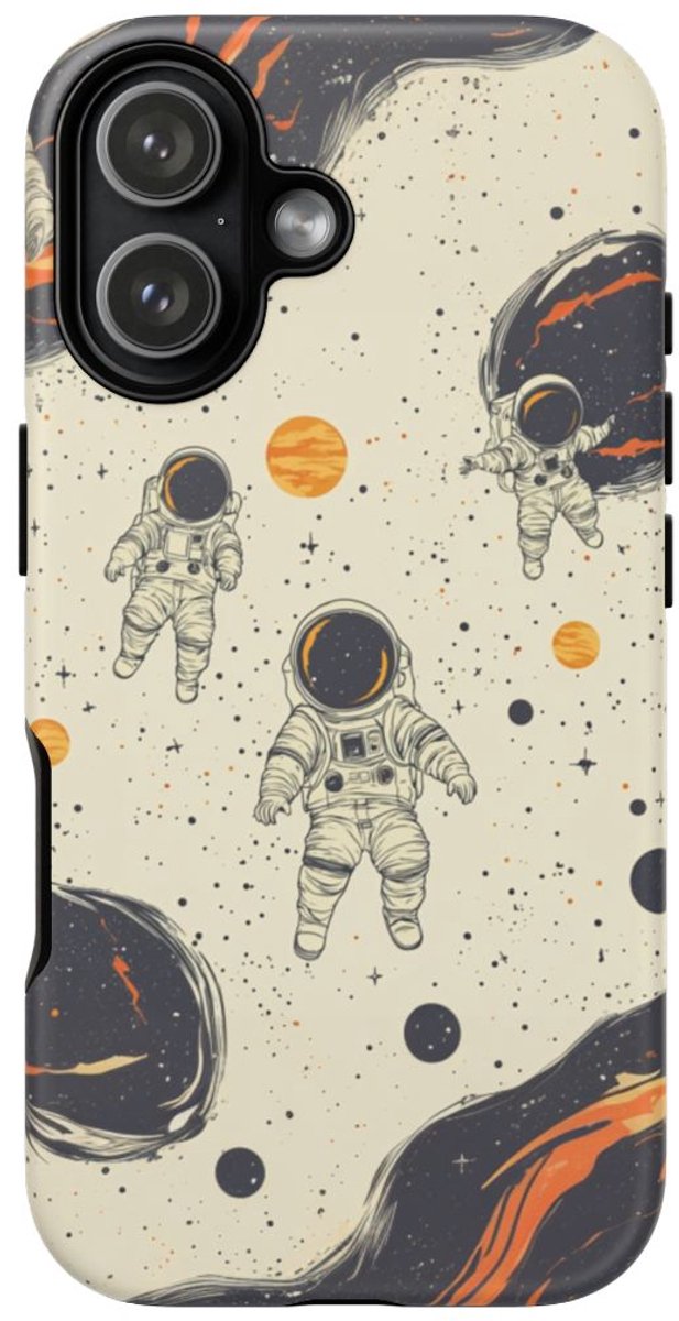 Astronauten en Kosmische Vlammen Patroon – Telefoonhoesje Geschikt voor iPhone 17