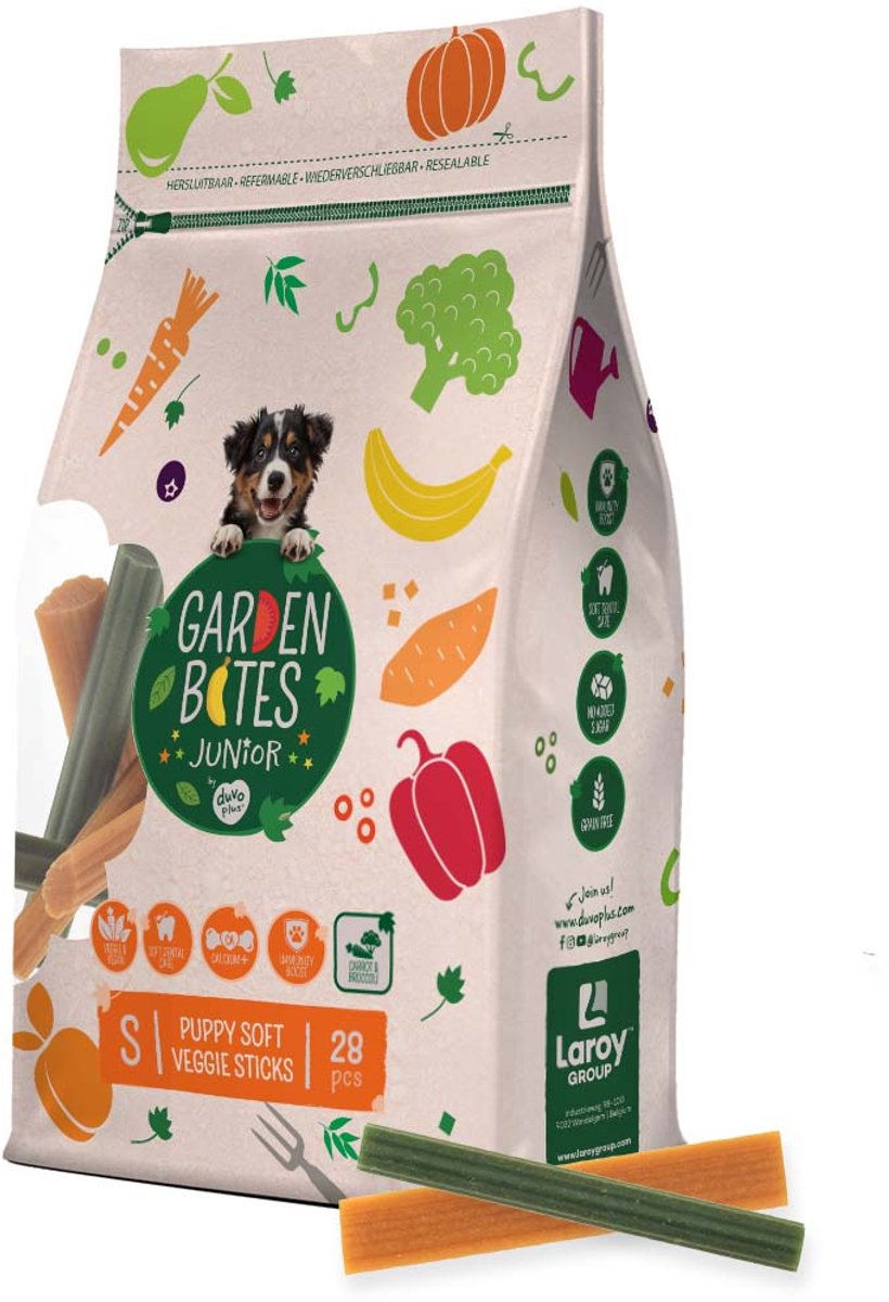 duvoplus Garden Bites - Soft Veggie Sticks Hondensnacks - Hondensnoepjes - Vegetarisch & Glutenvrij - Puppy Small 28st