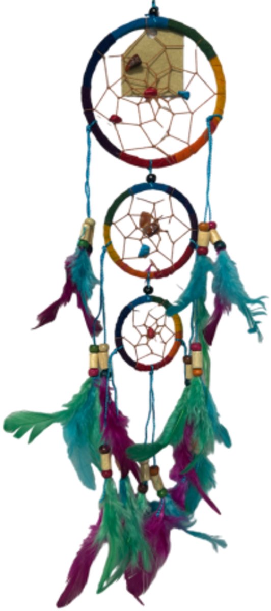 Dromenvanger suede 9 cm edelsteentjes - rainbow