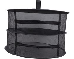 Opvouwbaar Droogrek - Droogrekken - 2-laags - 60*40 cm - Kruidendroger - Droognet - kledingrek - kledingmand - opbergnet met rits - Kruiden Droogrek - voor kleding, kruiden, bloemen, groenten en vrucht - zwart - polyester