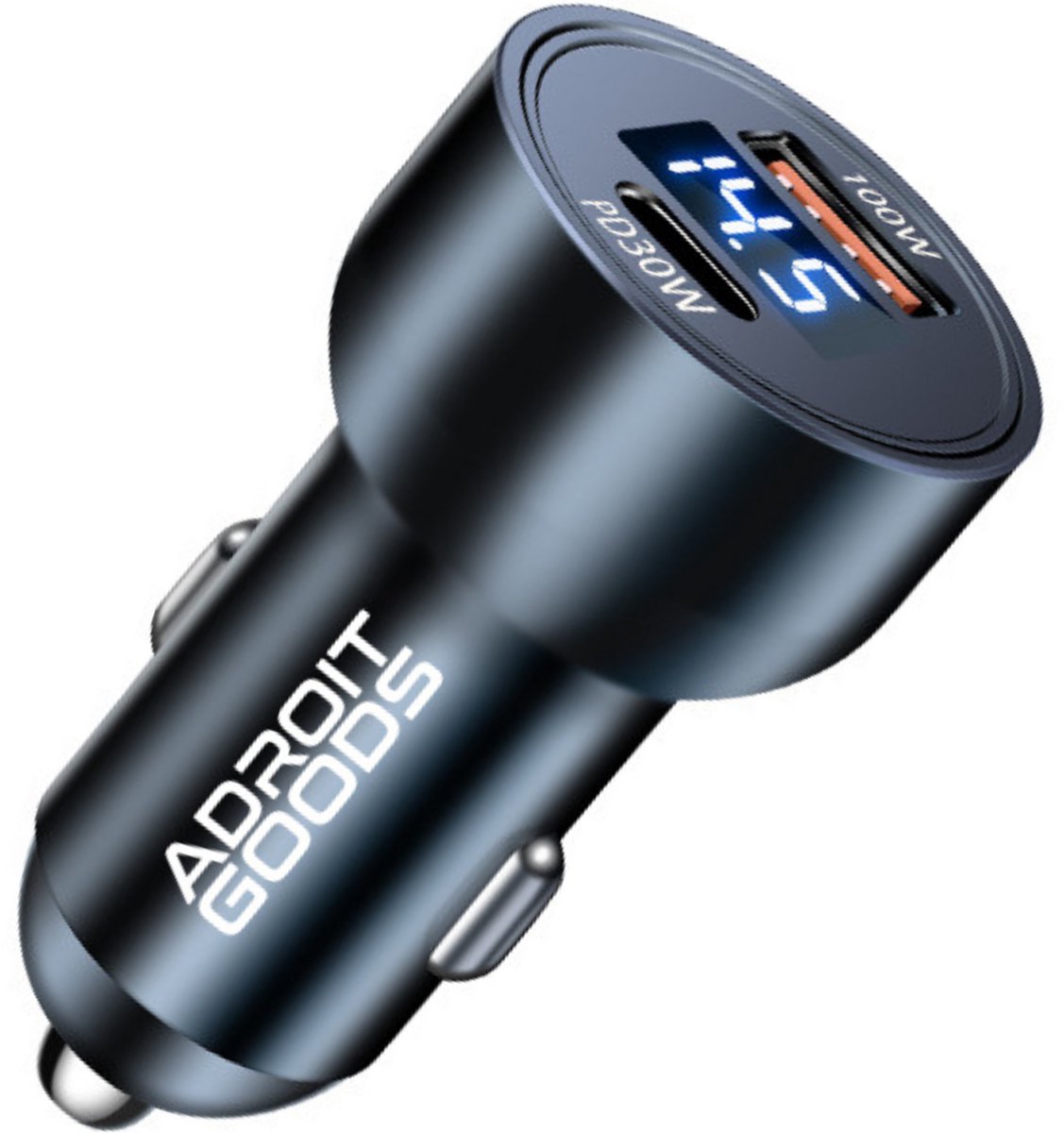 AdroitGoods USB-C & USB-A Autolader 100W + 30W met Display – Ultrafast - Auto Oplader