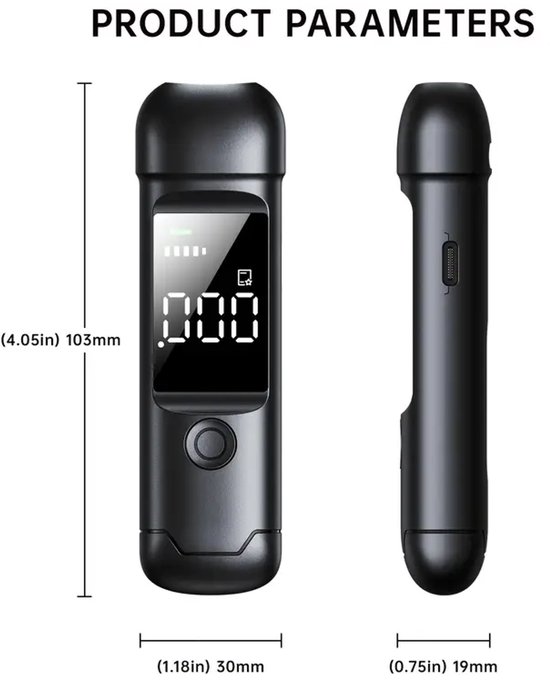 HooJtny Professionele Alcoholtester – Digitaal & USB-Oplaadbaar – Met LCD-scherm En Halfgeleidersensor – Nauwkeurige BAC In 5 Seconden