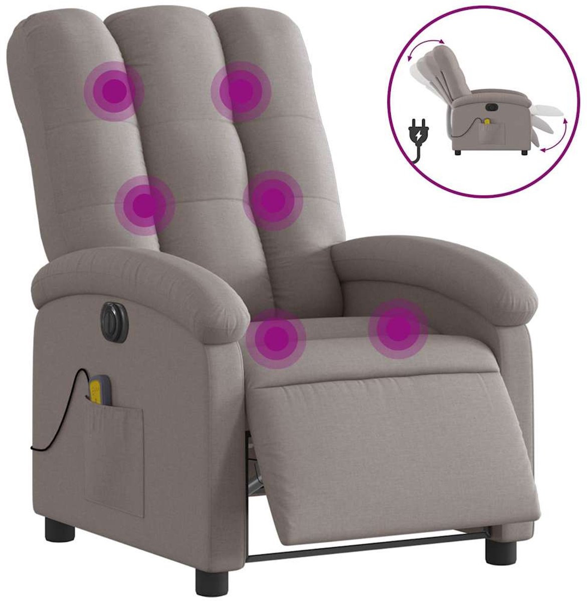 vidaXL Massagestoel - elektrisch - verstelbaar - stof - taupe