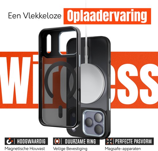Coque My Case Zwart compatible avec iPhone 17 Pro et MagSafe – Fine, résistante et résistante aux chocs