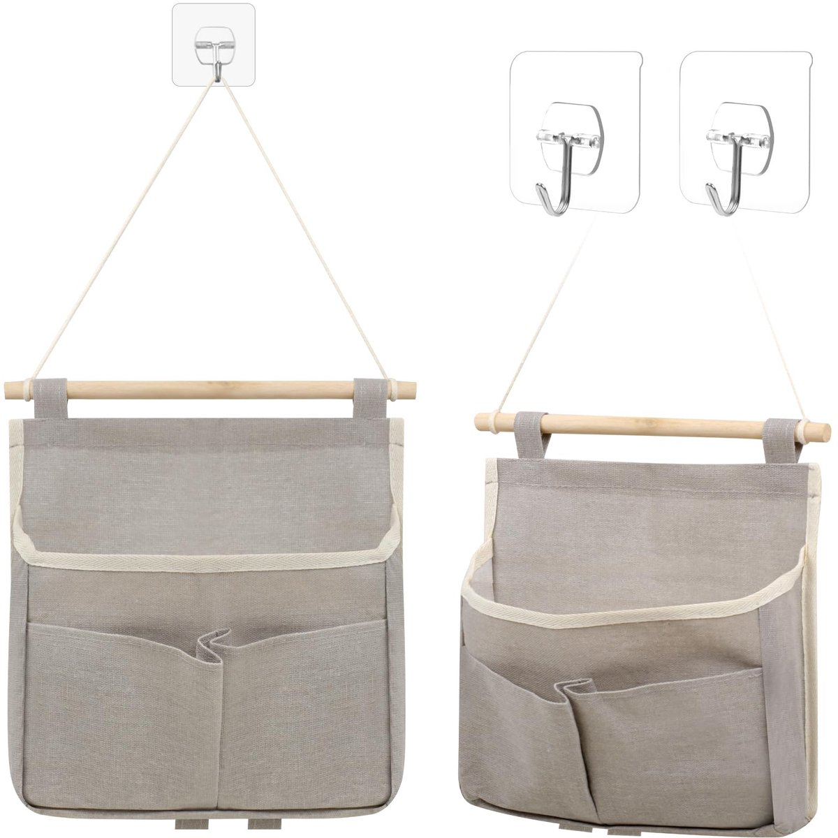 Ibenzoa Set van twee opvouwbare wandorganizers met haken voor diverse ruimtes Grijs