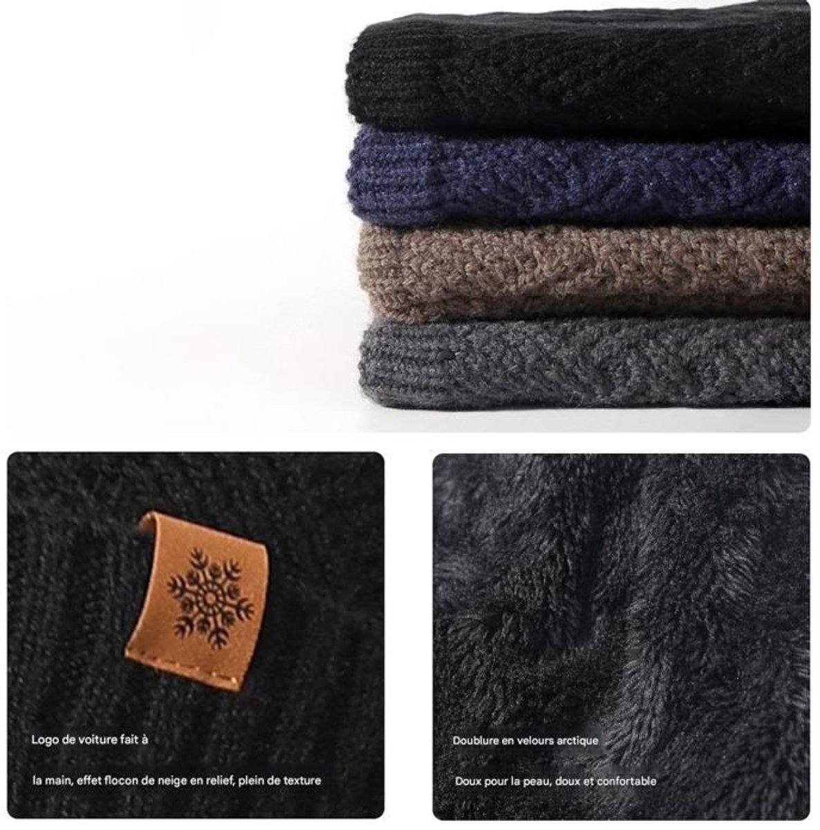 Mannen Winter Set 3-delig - MutSjaal Handschoenen - Alpaca Wol Mix - Donkergrijs - Gevoerd Warm - Winddicht - Elastisch Ademend - Uniseks Design - Dagelijks Gebruik — cadeau in Mode & Accessoires - foto 6