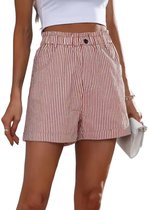 Casual hoge taille short - Mode - Steekzakken - Vrouwen - Fashion - Gestreept