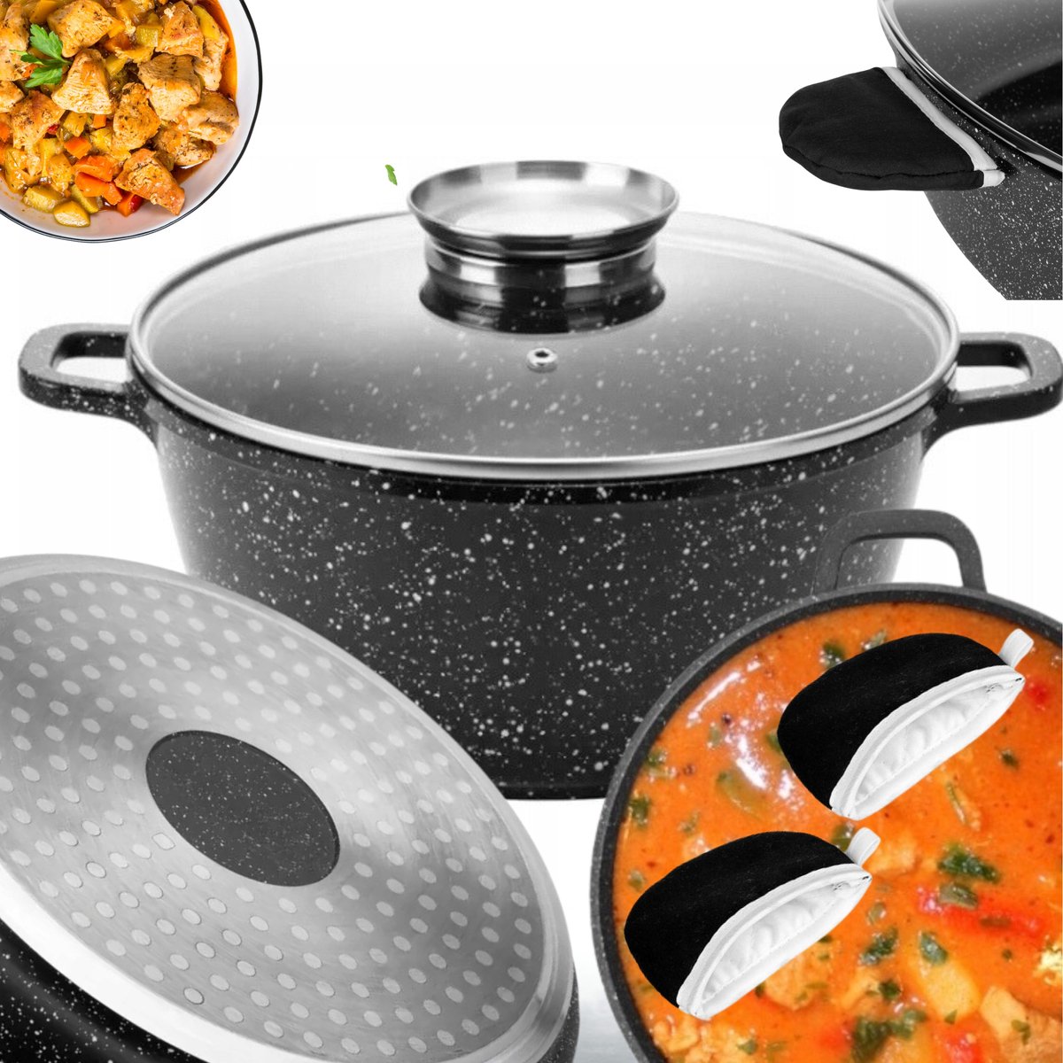 Aluminium Braadpan met Marmscoating - 3.2L, 22cm - Geschikt voor Inductie