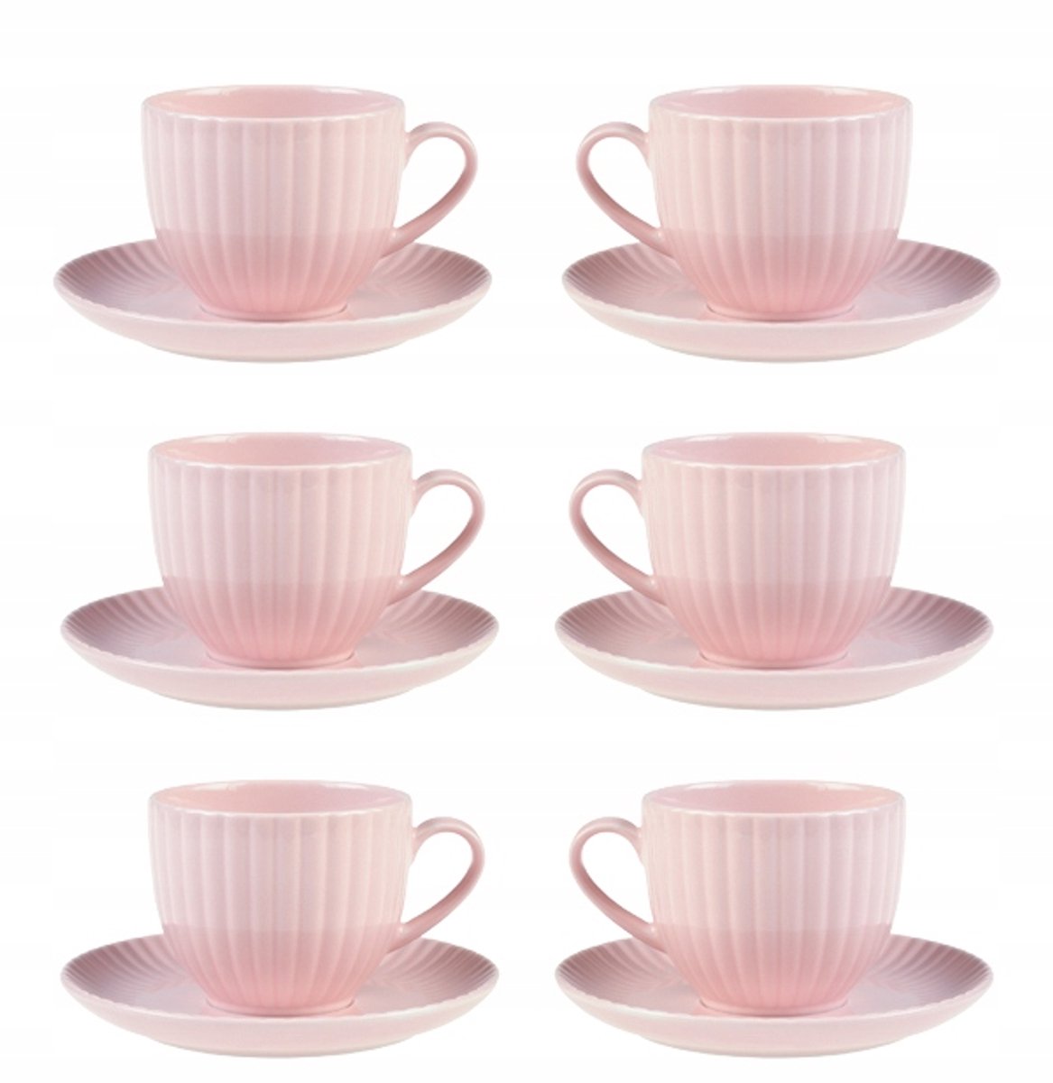 Lubiana Daisy Sunset Kopjesset 6x 200ml met Schotels - Roze