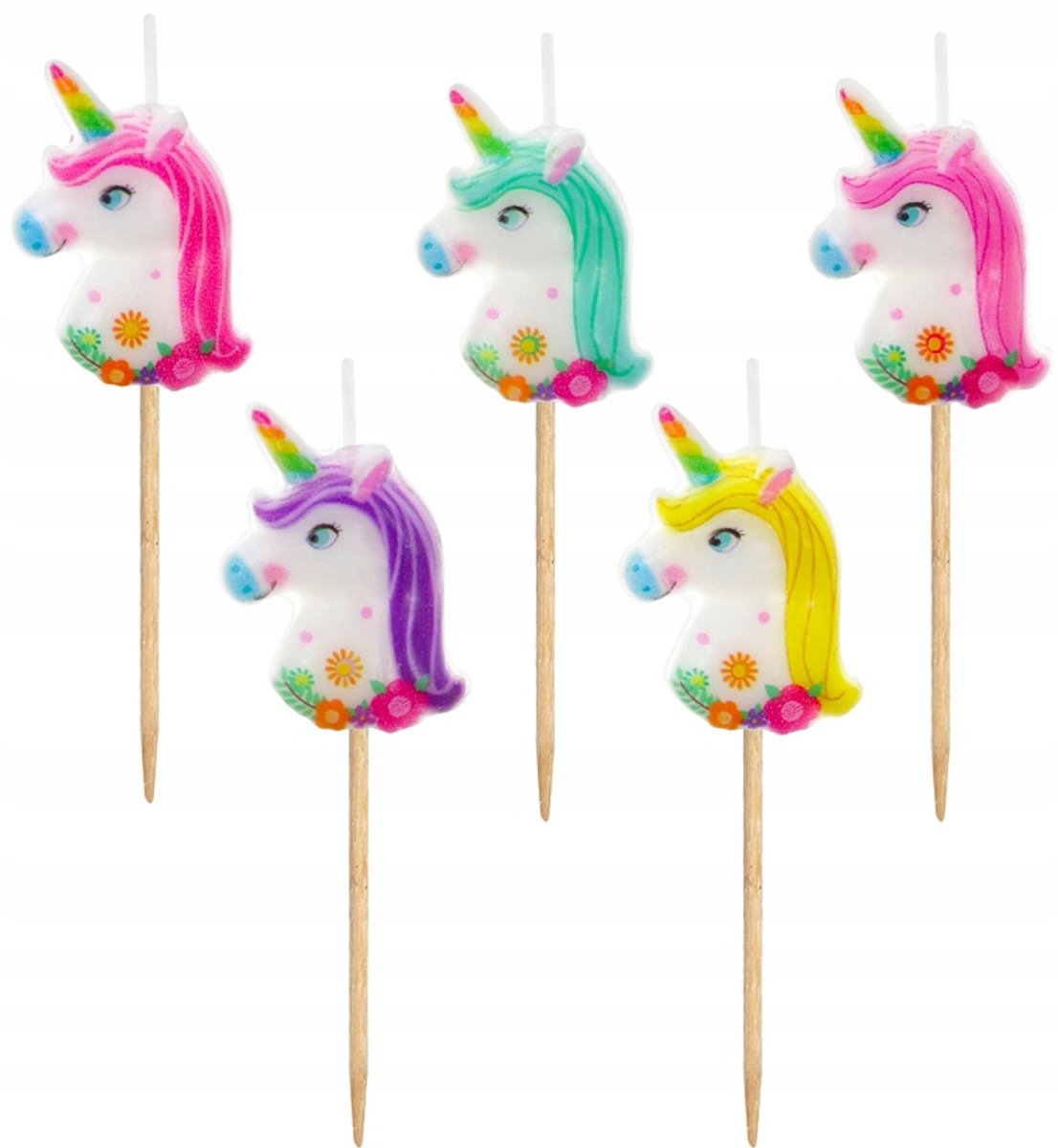Unicorn Kaarsen Set - 5 Stuks - Verjaardagstaart Decoratie