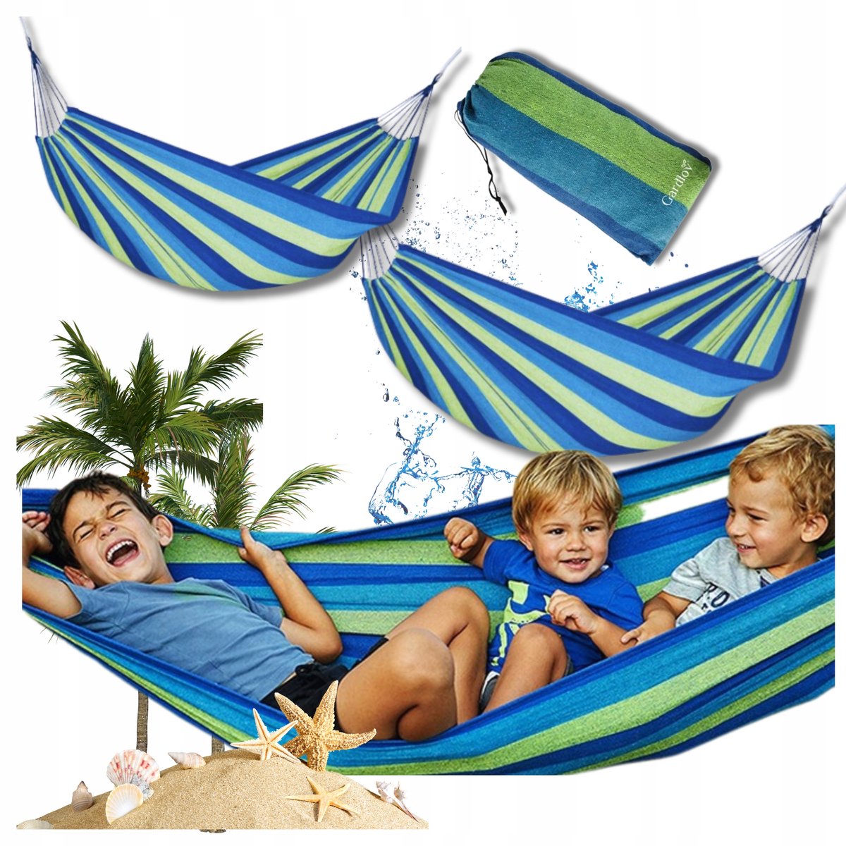 Multikleur Hangmat 240x150cm, 150kg, Katoen/Polyester, Zonder Spreidstok