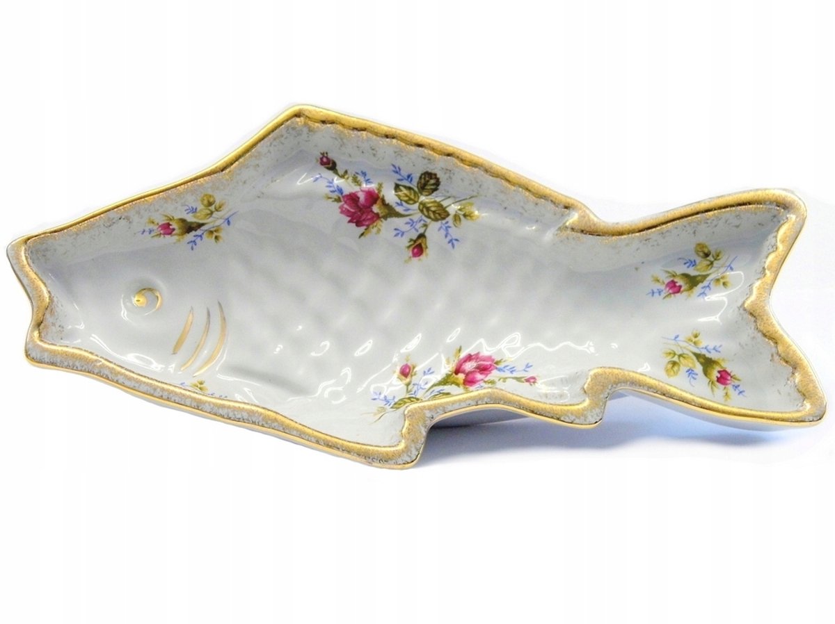 Porseleinen Diepe Sjaal Vis 29cm - Goudkleurig Decor