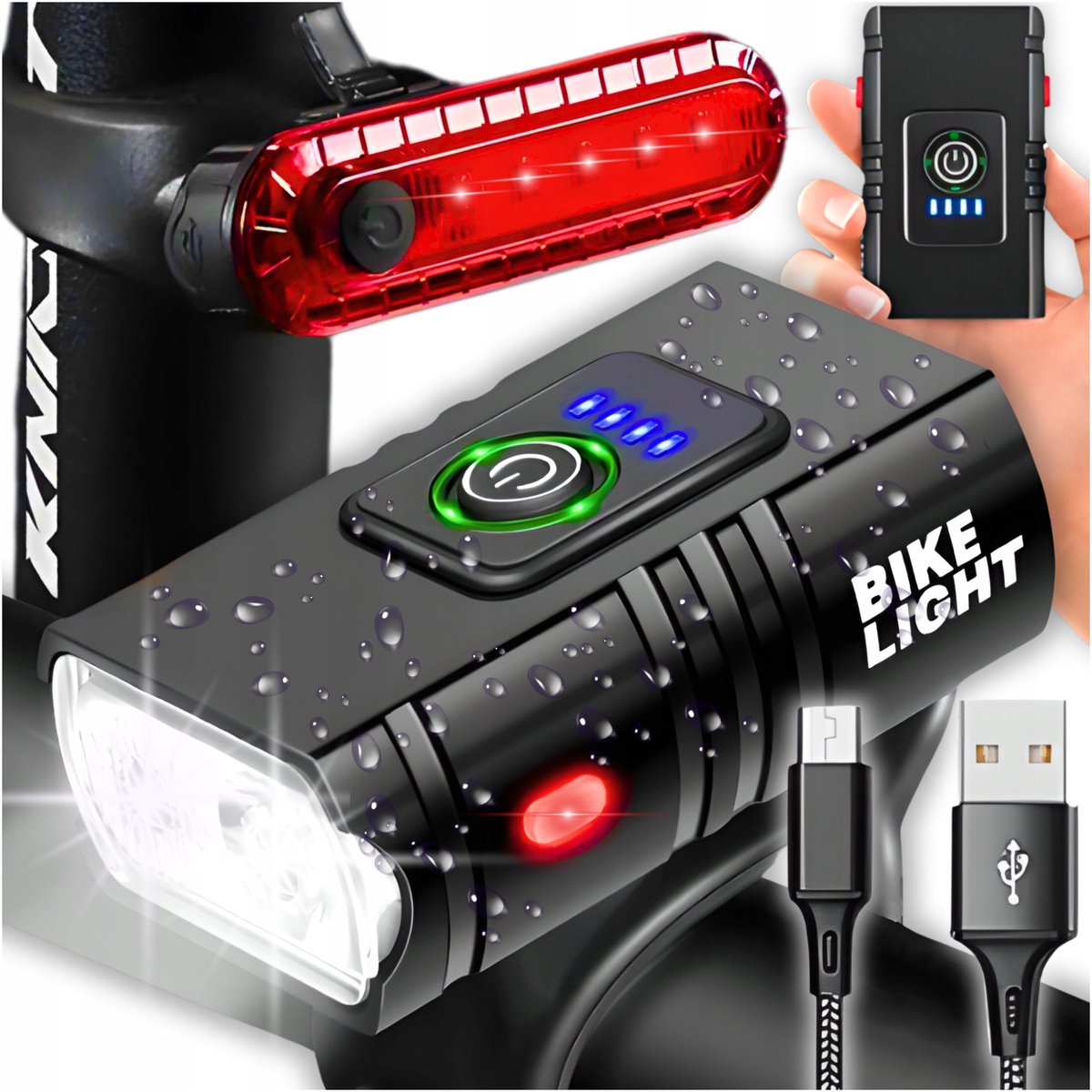 Sterke LED Fietslamp Set Voor & Achter, Oplaadbaar via USB