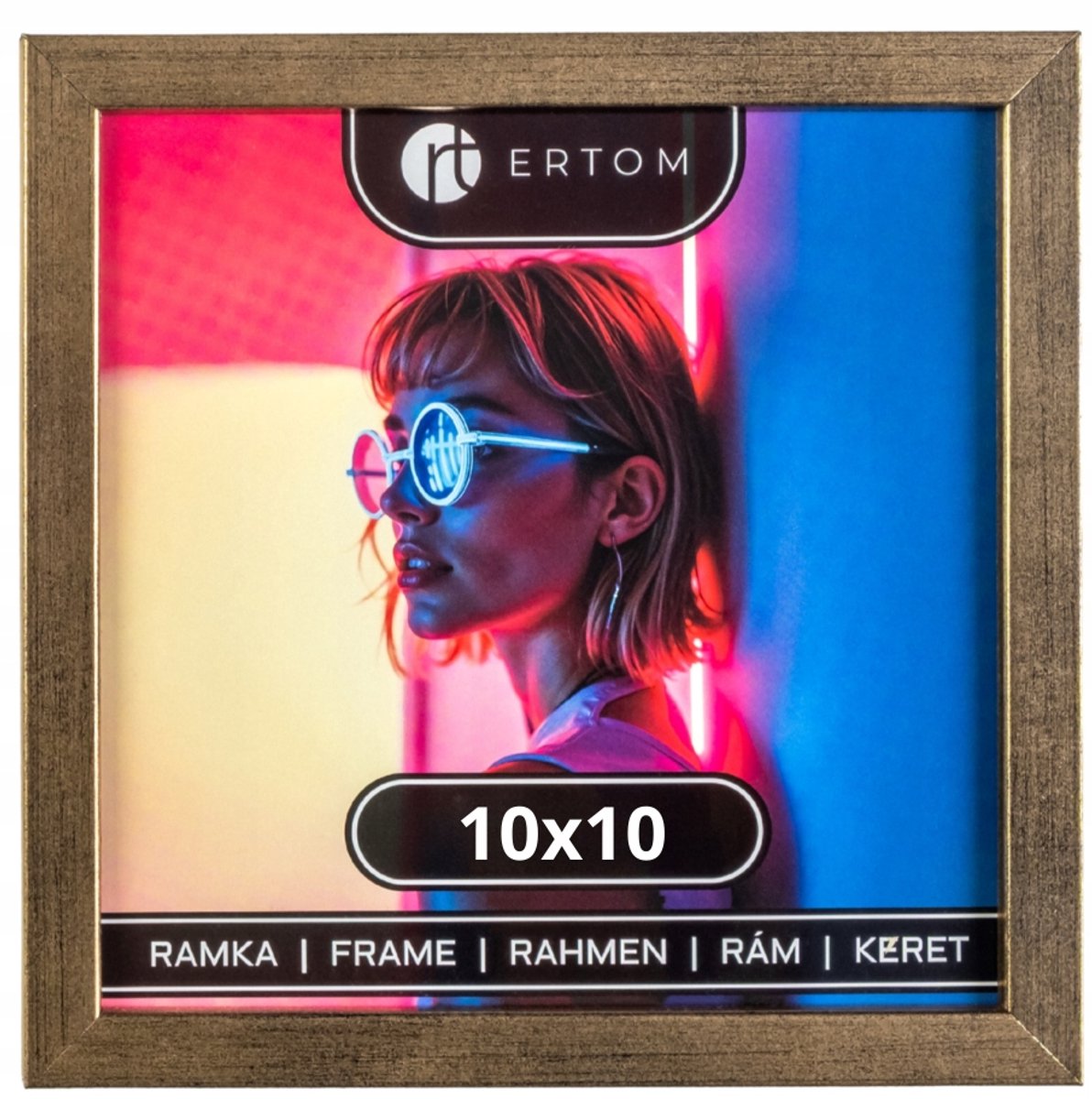 Houten fotolijst 10x10 cm, oud goud, elegant vierkant