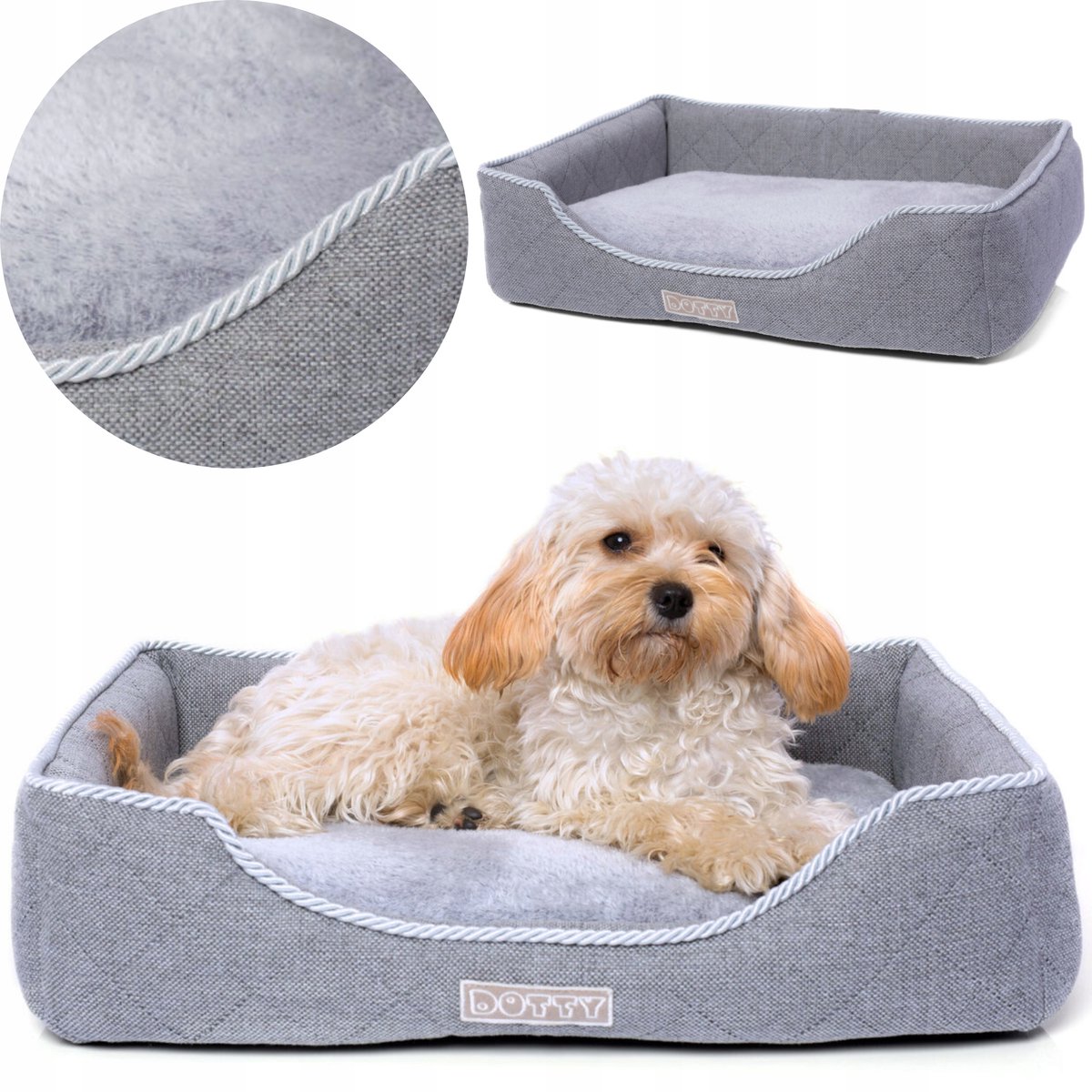 DOTTY Honden- en Kattenmand - Grijs Gekreukt - Maat M