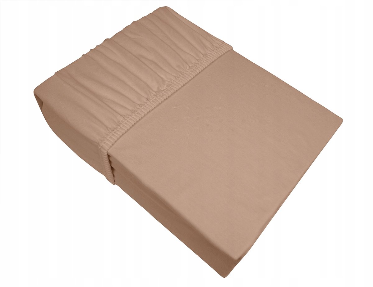 Jersey hoeslaken 140x200 cm met elastiek, beige, 25 cm hoekhoogte