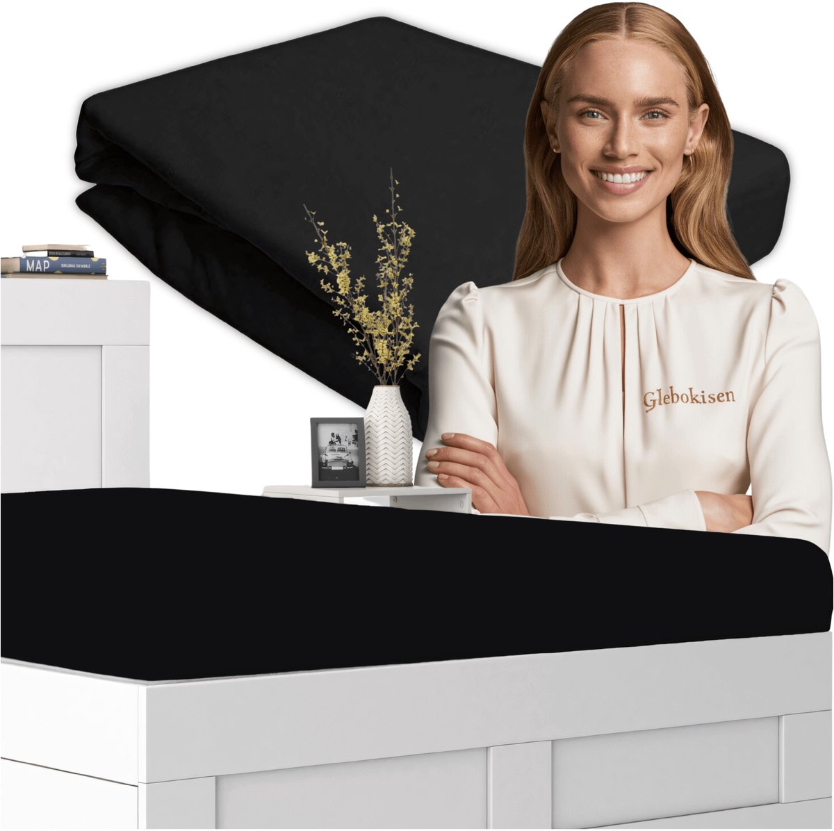 Jersey Hoeslaken met Elastiek 80x200cm - 100% Katoen, Zwart