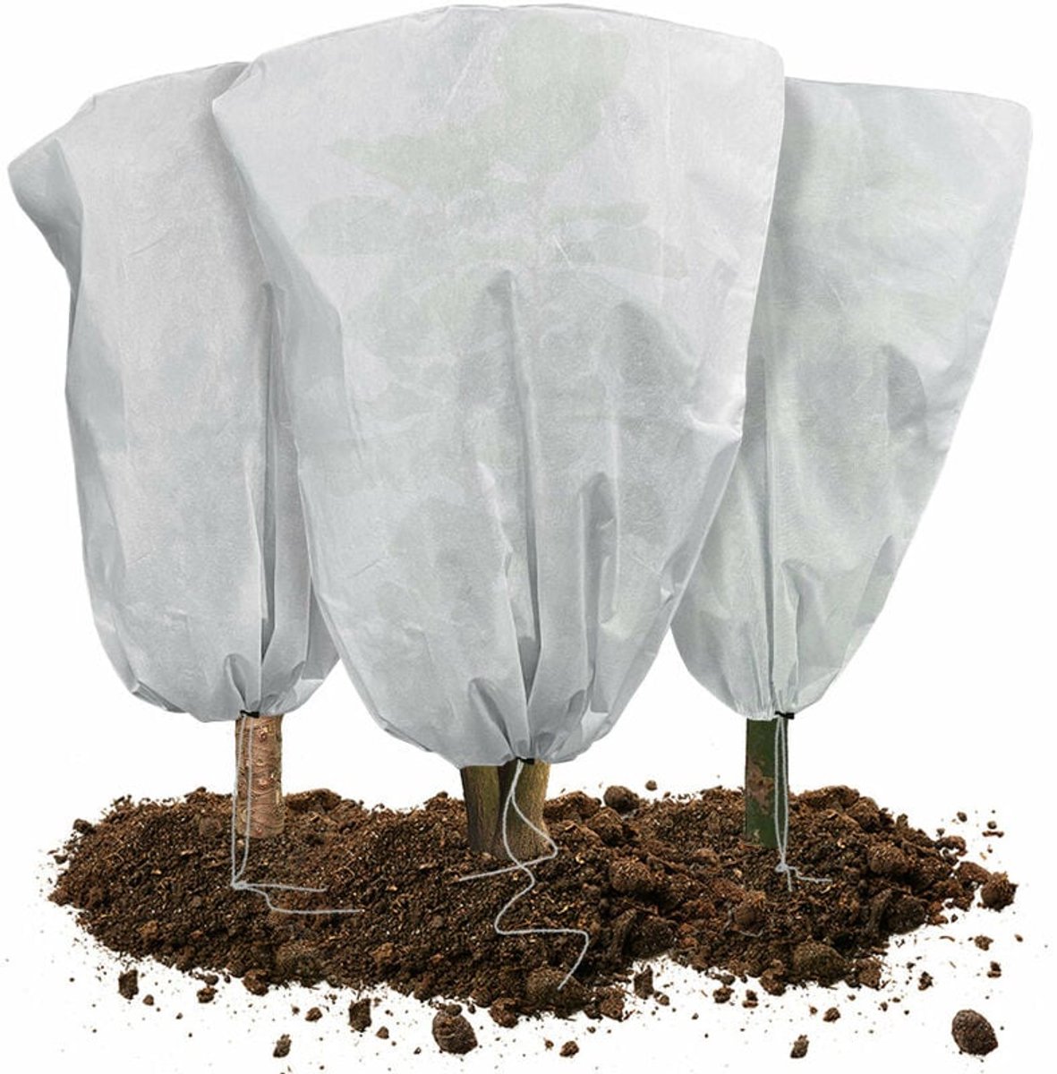Set van 3 Winterplantenhoezen 80x100cm 80g/m² - met trekkoord - herbruikbare vorstbescherming voor planten