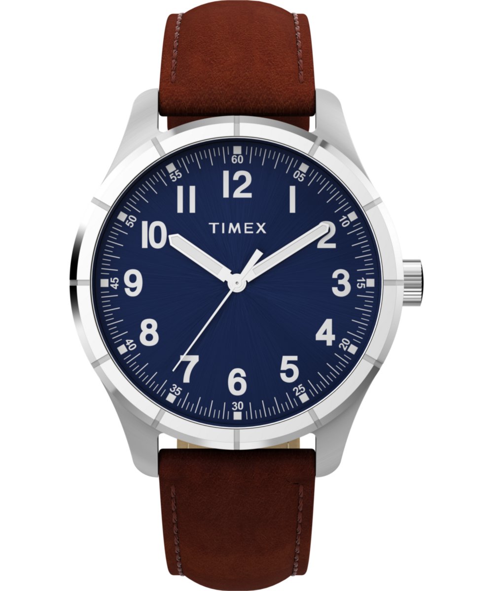 Timex Main Street TW2Y16200 Horloge - Leer - Bruin - Ø 42 mm