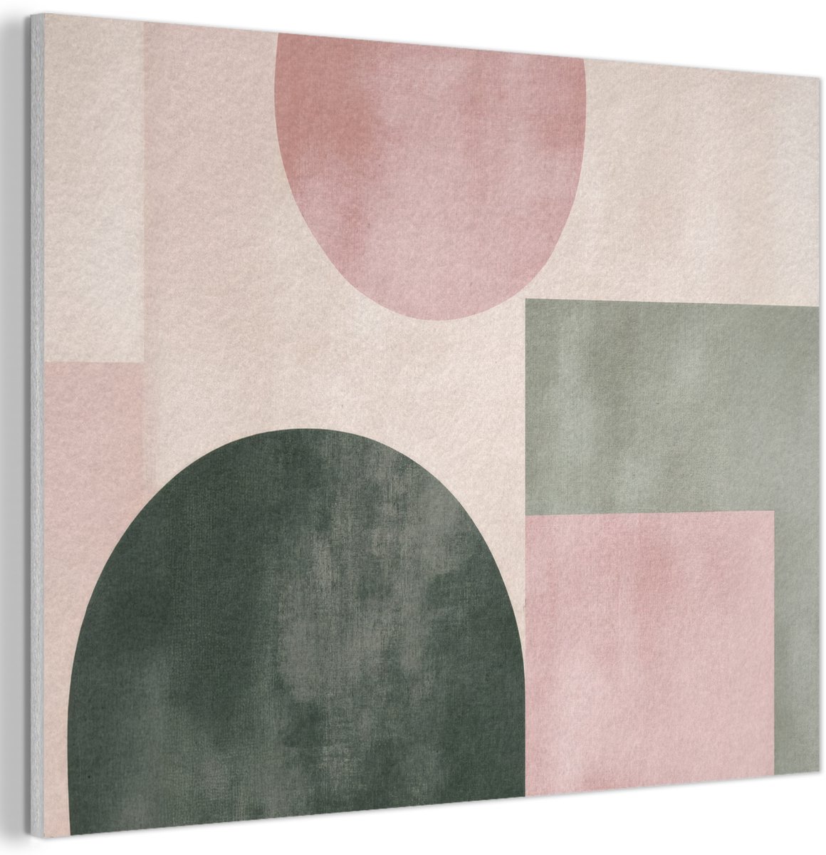 Akoestisch wandpaneel 100x70 cm - Vilt schilderij Vormen - Abstract - Cirkel - Zwart - Akoestische panelen - Geluidsdempende wanddecoratie - Geluidsisolatie woonkamer - Muurdecoratie geluidspanelen