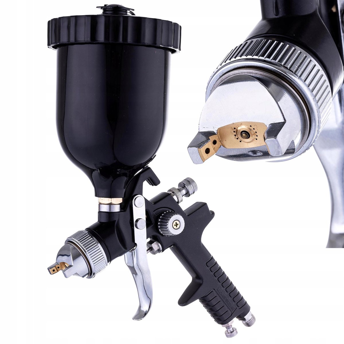 HVLP Spuitpistool 1.7mm Mondstuk, 600ml Tank - Zwart