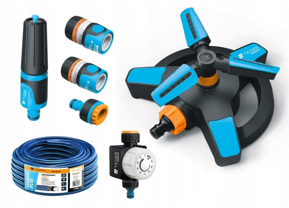 TEGER Tuinslangset 1/2" - 20m met Sproeier & Timer