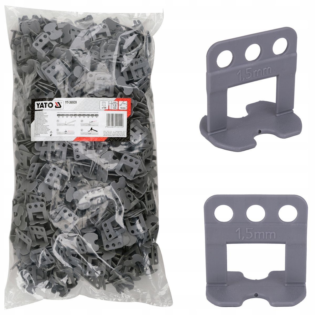 Yato Tegelnivelleringsclips 1,5 mm voeg - 700 stuks