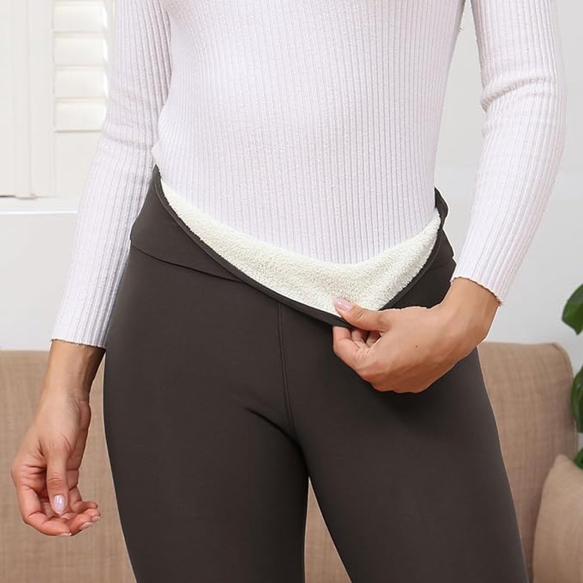 Fleece Gevoerde Leggings Vrouwen Thermische Bont Gevoerde Leggings Winter Hoge Taille Warme Sherpa Leggings Dames Workout Yoga Broek Maat XL