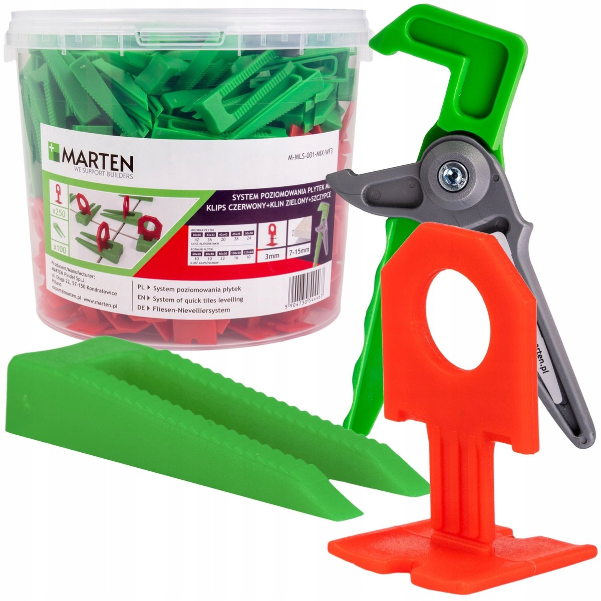 Tegel nivelleringssysteem 250 clips + 100 wiggen + tang