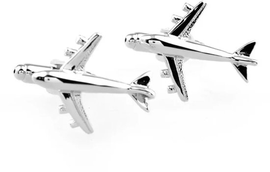 Boutons de manchette Aviation - Boutons de manchette Avion de Luxe - Boutons de manchette Avion - Argent