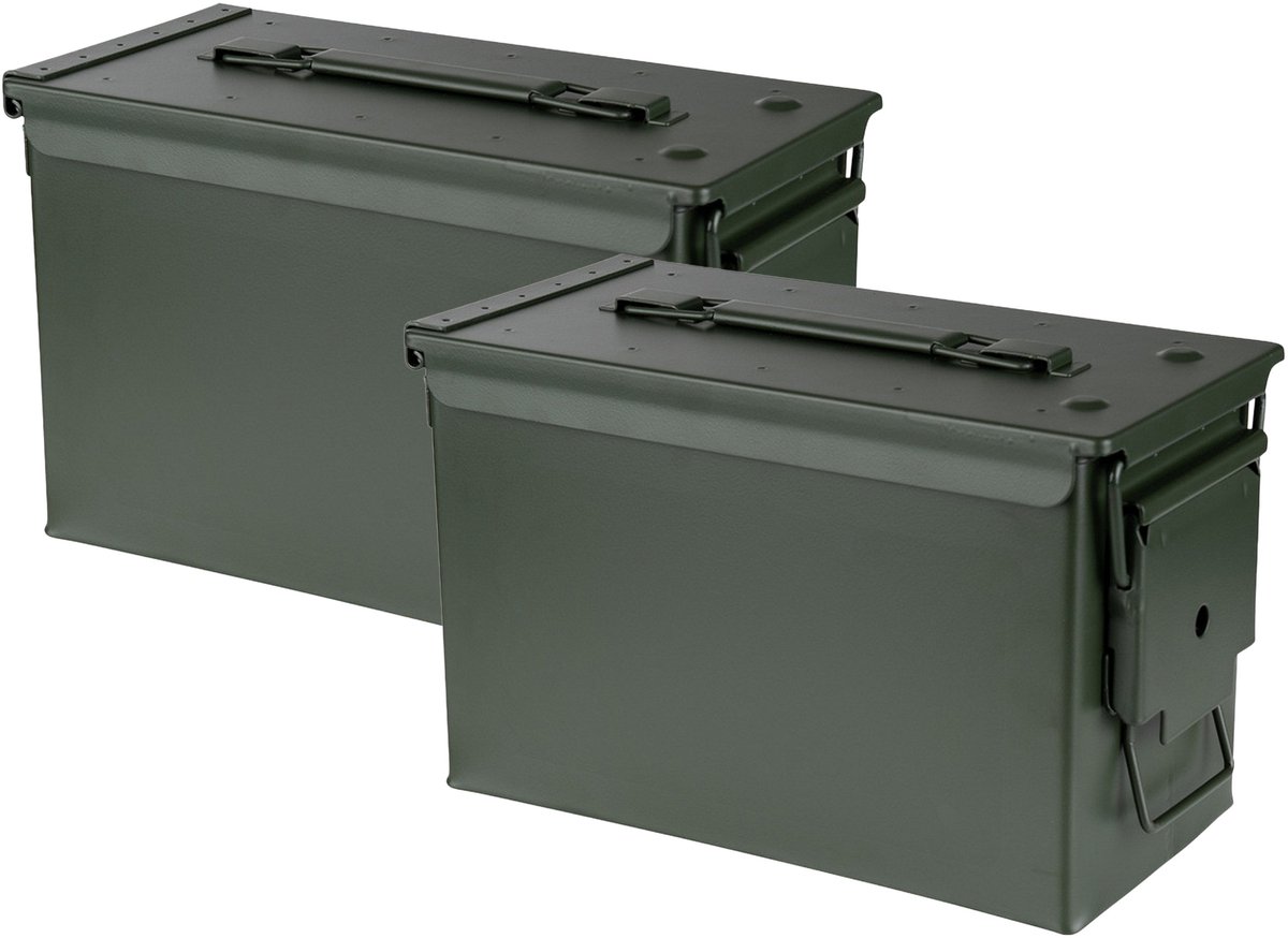 Fosco industries opberg box - 2x - groen - 7,1 liter - 30 x 15 x 19 cm - staal