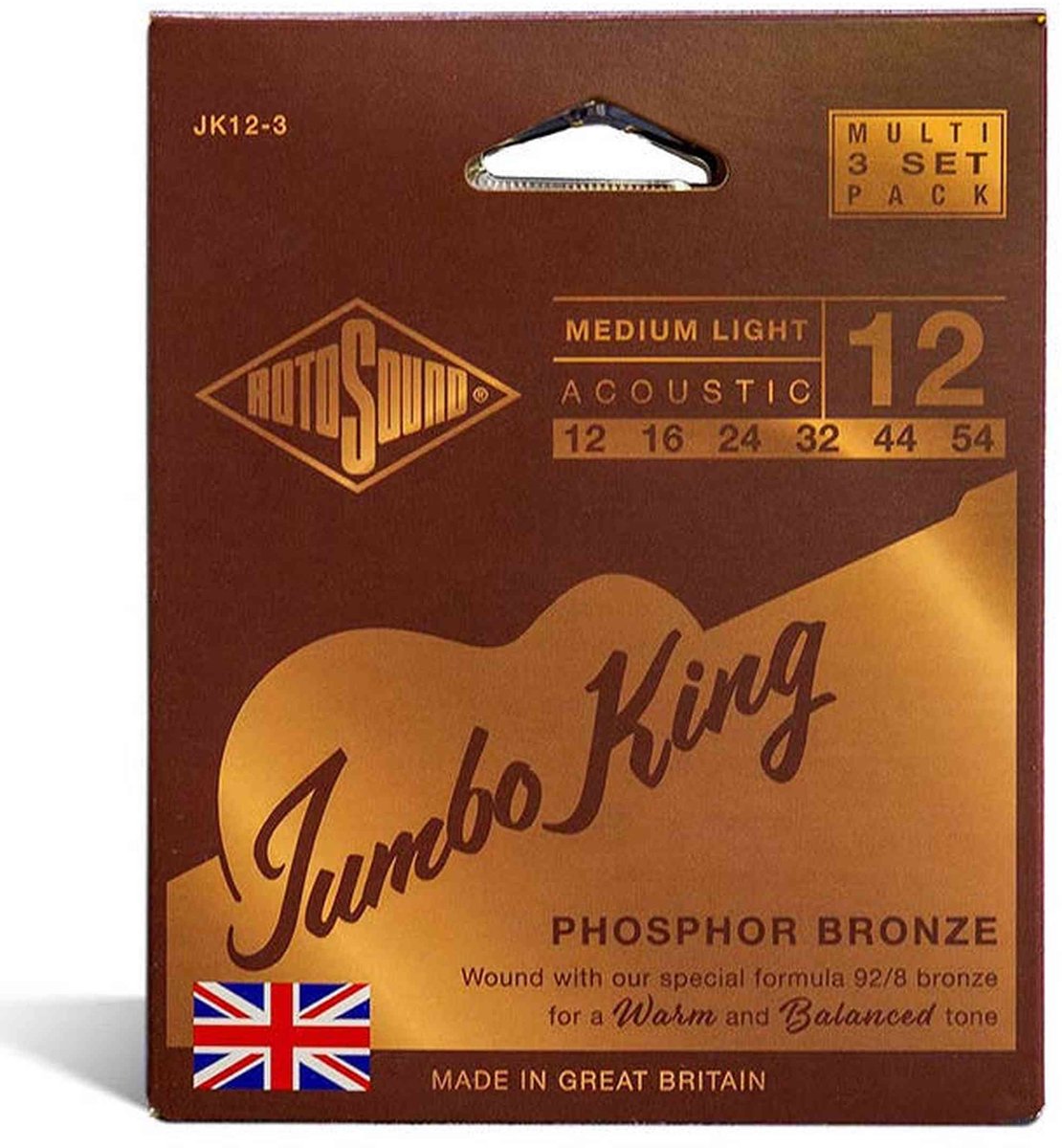 Rotosound JK12-3 Jumbo King 3-Pack Snarensets Akoestisch (012–054) – Phosphor Bronze