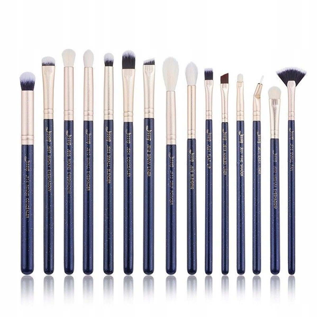 Jessup Galaxy T477: 15 Penseel Set Blauw/Goud voor Oogmake-up