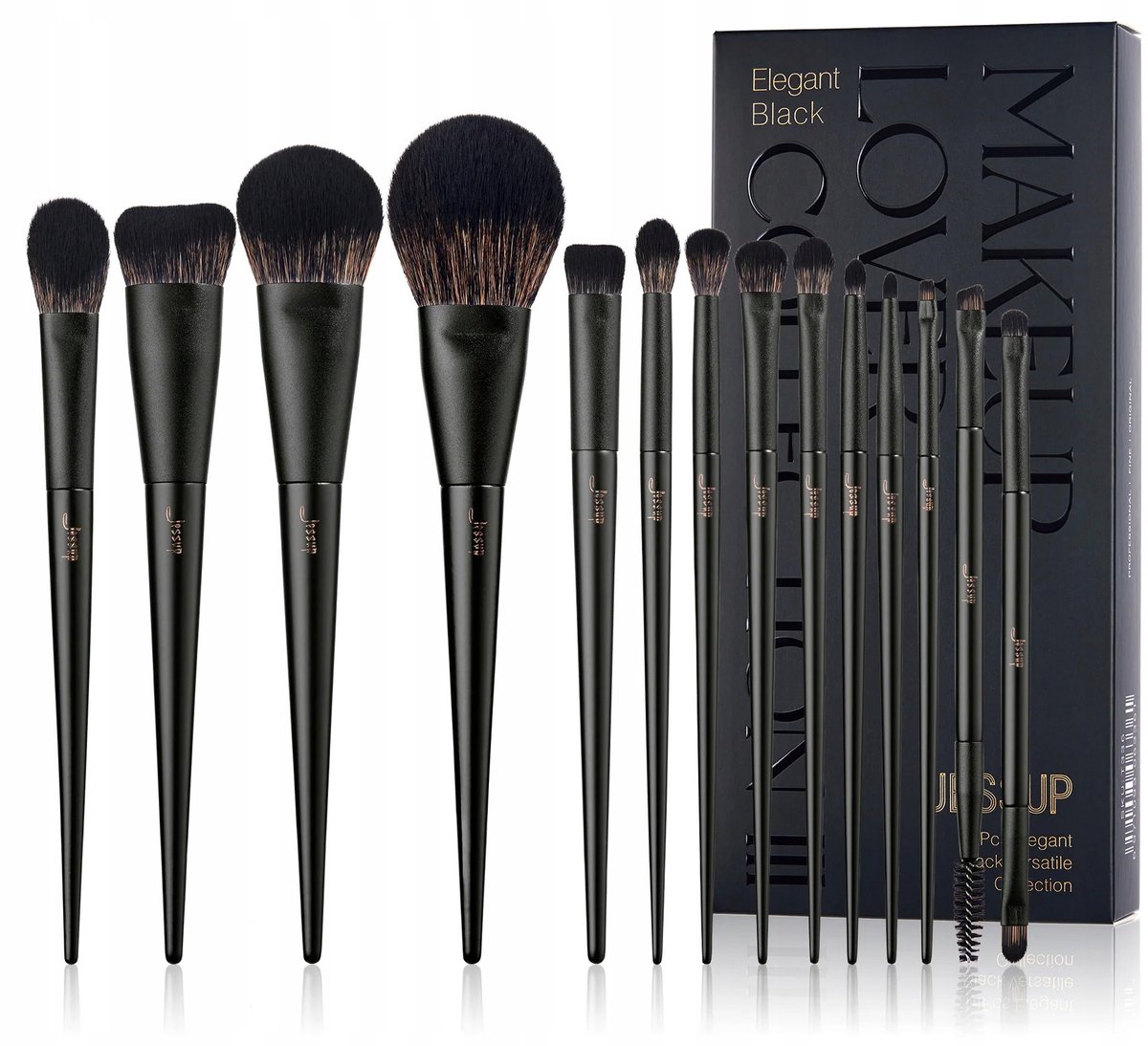 Jessup Makeup Lover Zwart Versa T336 - 14-delige penselenset