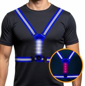 R2B Hardloopvest met Verlichting Voor- en Achterkant - USB-C Oplaadbaar - Wandel & Hardloop Verlichting - Reflecterend Running Vest - Loopvest Dames & Heren - Blauw