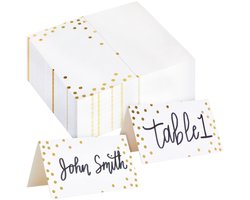 Kleine Plaatskaarten 100 Pack - Gouden Folie Polka Dots - 5,1 x 9 cm