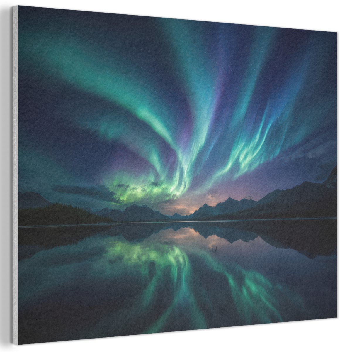 Akoestisch wandpaneel 70x50 cm - Vilt schilderij Noorderlicht - Kleurrijk - Bergmeer - Akoestische panelen - Geluidsdempende wanddecoratie - Geluidsisolatie woonkamer - Muurdecoratie geluidspanelen