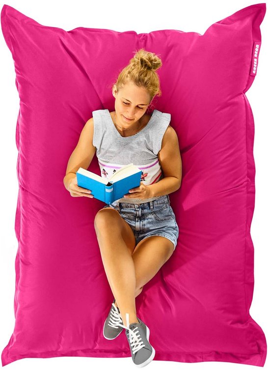 Green Bean® Zitzak "Square" XXL 140x180cm met 380 liter EPS-korrels - Grote zitzak voor kinderen en volwassenen - Roze