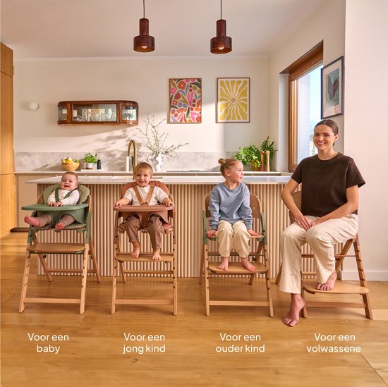 Lionelo Megan - Houten Kinderstoel / Eetstoel Baby - Meegroeistoel 3in1: van 6 mnd tot 110 kg - Verstelbare: Zitting Voetsteun & Tafel - 5-puntsgordel - Dienblad met siliconen inzet - Wasbaar Kussen - Antislipvoetjes - Baby Stoel van Merkloos — afbeelding 4