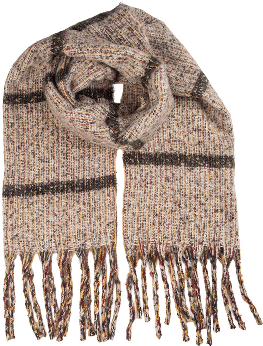 Clayre & Eef Wintersjaal Dames 50x210 cm Beige Textiel