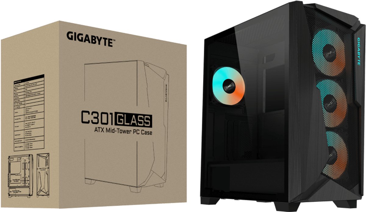 GIGABYTE C301 GLASS V2 midi tower behuizing