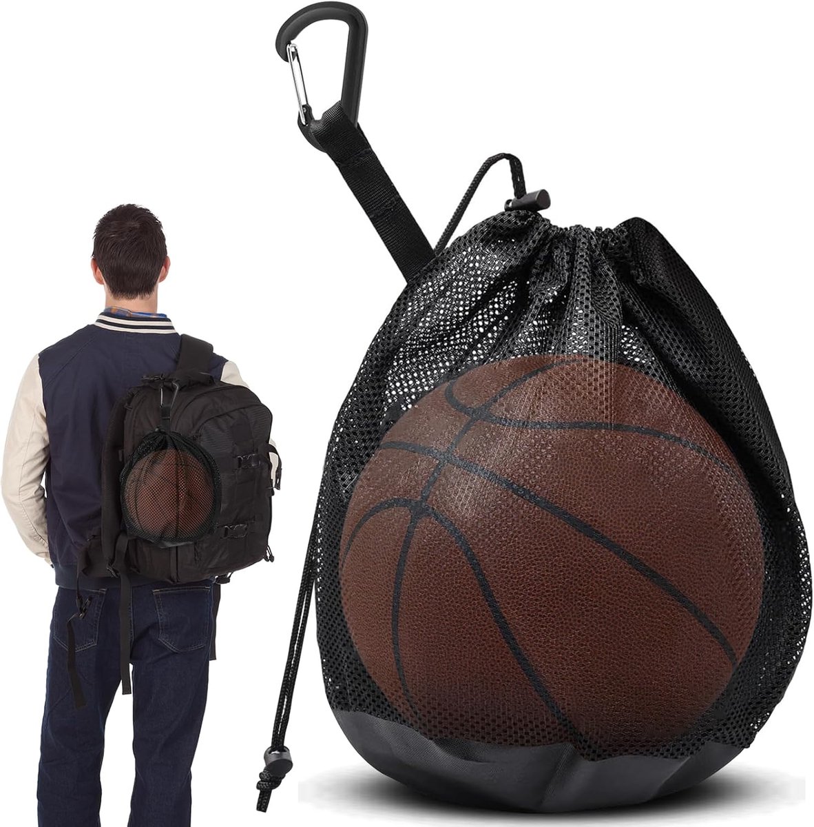 Balzak netzak met trekkoord basketbalaccessoires draagbaar opvouwbaar basketbal volleybal voetbal rugby buitensporten etc.