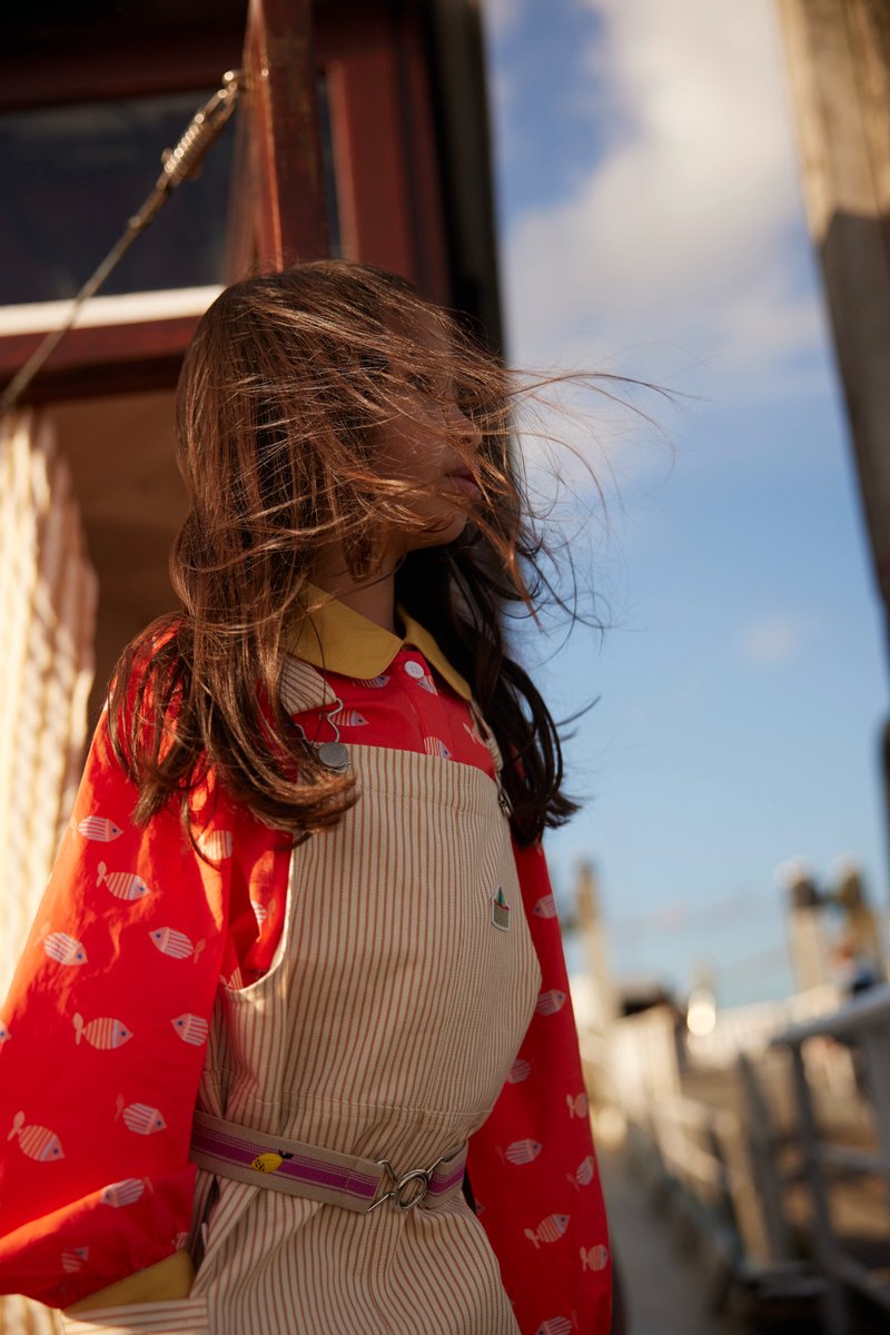 Sticky Lemon - blouse - vissen overal - rode hoed + rietgroen