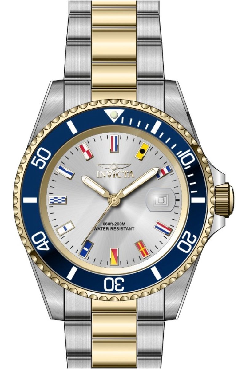 Invicta Pro Diver 49887 Heren Horloge - Waterdicht - Analoog - Quartz Uurwerk - Roestvrij Staal met zilveren Wijzerplaat - 40mm