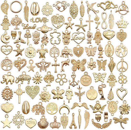 Vitdipy - Bedelhangers - 100 stuks - Hangers voor armbanden - Bedels - Legering - Sieraden maken hangers - doe-het-zelf armbanden, kettingen en oorbellen