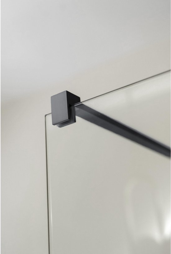 Douche à l'italienne Fortifura Galeria - 80x200cm - verre fumé - bras mural - PVD Gunmetal Brossé