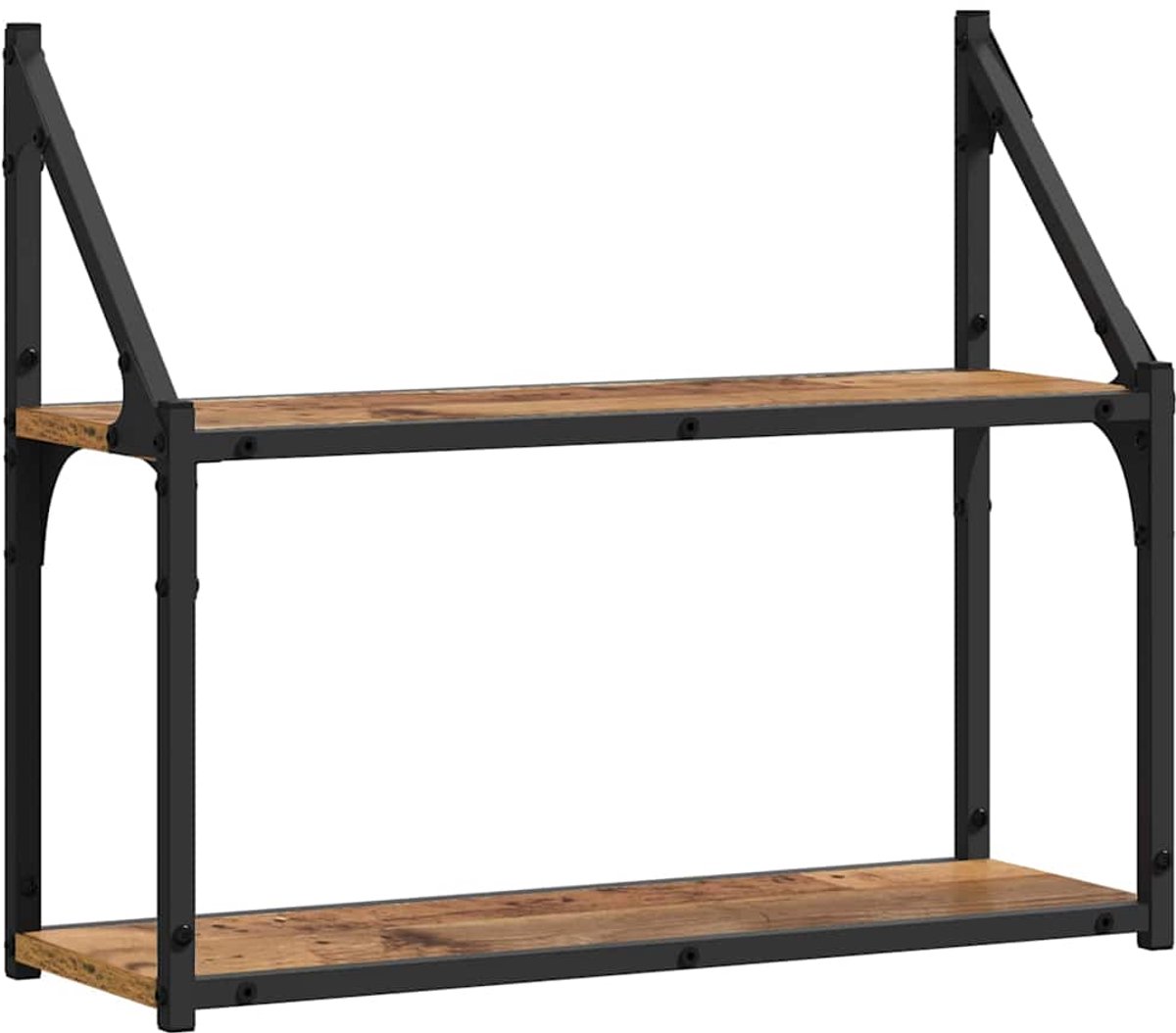 vidaXL Wandplank - Muurmontage - Oud - hout - 60 - x - 21 - x - 51 - cm - Bewerkt - hout Oud hout