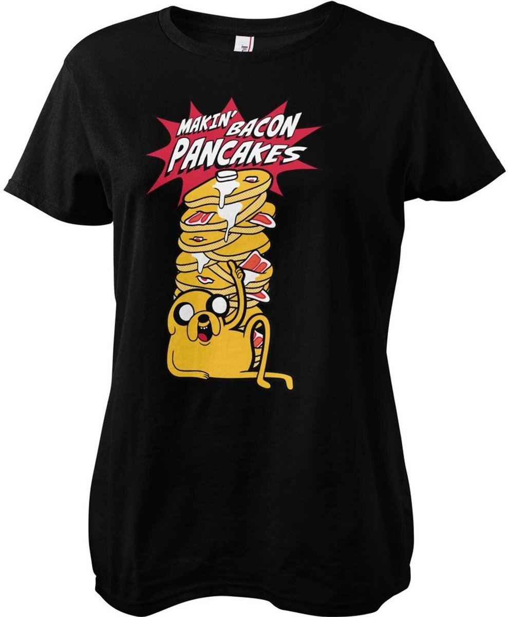 Adventure Time Makin' Bacon -pannenkoeken Girly T-shirt voor dames, zwart